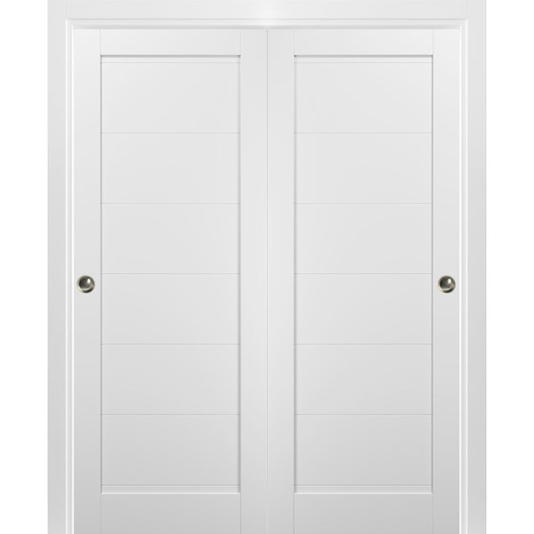 Sartodoors Closet Bypass Interior Door, 56" x 84", White QUADRO4115DBD-WS-5684